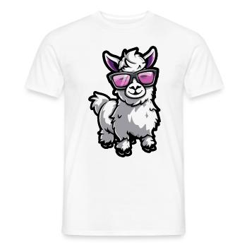 Animal lama alpaga - T-shirt homme - blanc - Devant - AI Model Male 178 dark (178cm)