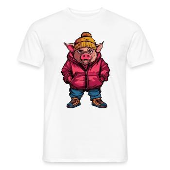 Cochon Drôle Hiver - T-shirt homme - blanc - Devant - AI Model Male 178 dark (178cm)