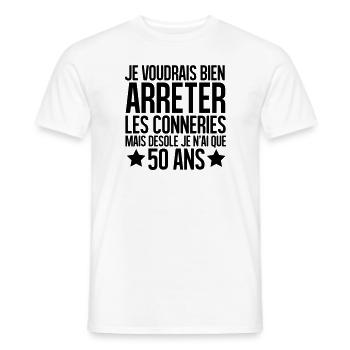désolé je n'ai que 50 ans - T-shirt homme - blanc - Devant - AI Model Male 178 dark (178cm)