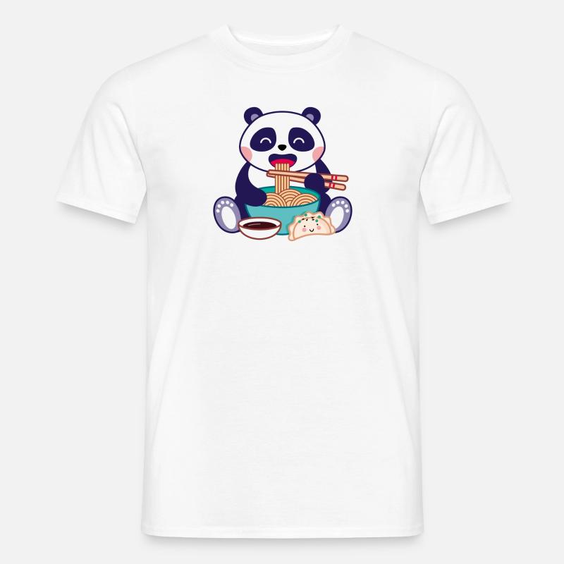 Panda mit Ramensuppe - Männer T-Shirt - Weiß