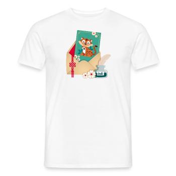 Tigerkarte mit Briefumschlag - Männer T-Shirt - Weiß - Vorne - AI Model Male 178 dark (178cm)