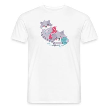Cats with woolly tuber - Men's T-Shirt - white - Front - AI Model Male 178 dark (178cm)