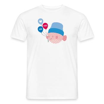 Puffer fish with balloons - Men's T-Shirt - white - Front - AI Model Male 178 dark (178cm)