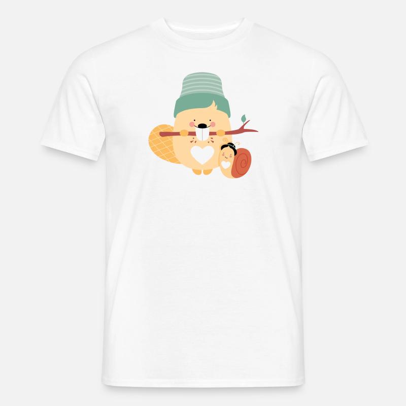 Biber mit Schnecke - Männer T-Shirt - Weiß