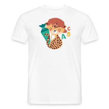 Léopard avec cône d’écolier - T-shirt homme - blanc - Devant - AI Model Male 178 dark (178cm)