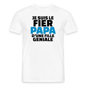 le fier papa d'une fille géniale - T-shirt homme - blanc - Devant - AI Model Male 178 dark (178cm)