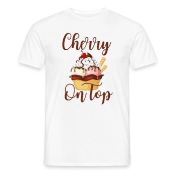 Cerise sur le dessus - Crème glacée sucrée avec motif de cerise - T-shirt homme - blanc - Devant - AI Model Male 178 dark (178cm)