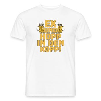 Ex Und Hopp In Den Kopp - Lustiger Bier Spruch - Männer T-Shirt - Weiß - Vorne - AI Model Male 178 dark (178cm)