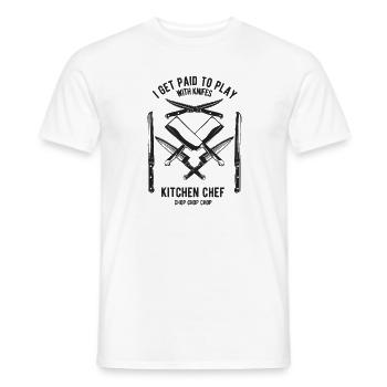 T-shirt de chef, Cook, Beikoch, cadeau, Cook, Mes - T-shirt homme - blanc - Devant - AI Model Male 178 dark (178cm)