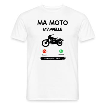 MA MOTO M'APPLLE FAUT QUE J'Y AILLE ! - T-shirt homme - blanc - Devant - AI Model Male 178 dark (178cm)