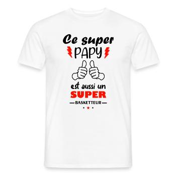 Ce super papy est aussi un super basketteur,basket - T-shirt homme - blanc - Devant - AI Model Male 178 dark (178cm)