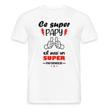 Ce super papy est aussi un super infirmier - T-shirt homme - blanc - Devant - AI Model Male 178 dark (178cm)