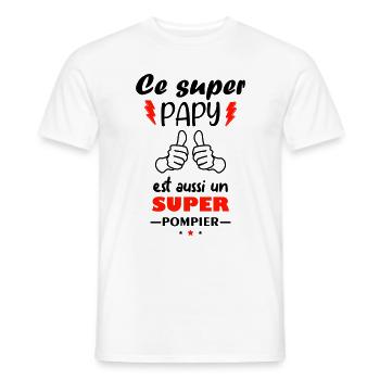 Ce super papy est aussi un super pompier - T-shirt homme - blanc - Devant - AI Model Male 178 dark (178cm)