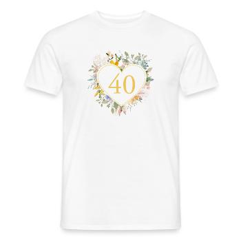 Numéro 40, Fleurs de cœur, personnalisable - T-shirt homme - blanc - Devant - AI Model Male 178 dark (178cm)