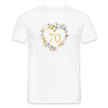Zahl 70, Herz-Blumen, personalisierbar - Männer T-Shirt - Weiß - Vorne - AI Model Male 178 dark (178cm)