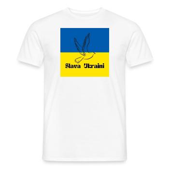 Slava Ukraini victory peace glory of Ukraine war - Men's T-Shirt - white - Front - AI Model Male 178 dark (178cm)