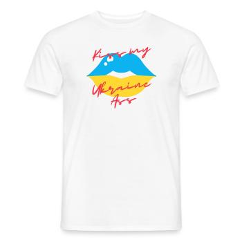 Ukraine Peace Flag Dove Russia War Peace - Men's T-Shirt - white - Front - AI Model Male 178 dark (178cm)