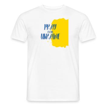 Pray for Ukraine Peace Symbol World Peace - Men's T-Shirt - white - Front - AI Model Male 178 dark (178cm)