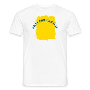 Betet für die Ukraine. Gemeinsam gegen den Krieg! - Männer T-Shirt - Weiß - Vorne - AI Model Male 178 dark (178cm)