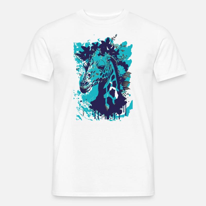 giraffe,blau,bunt,graffiti,malerei - Männer T-Shirt - Weiß