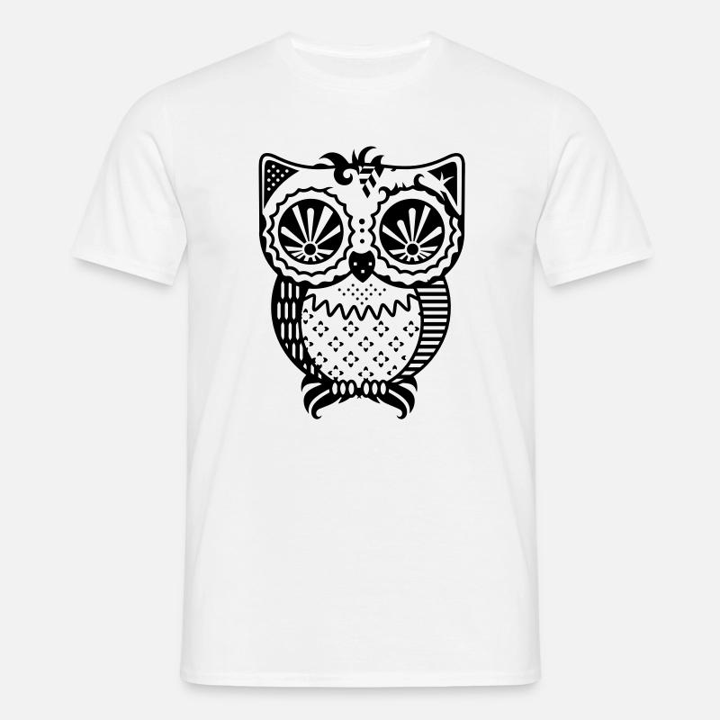 Patchwork Eule - Männer T-Shirt - Weiß