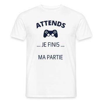 Attends je finis ma partie. - T-shirt homme - blanc - Devant - AI Model Male 178 dark (178cm)