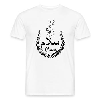 Arabischer Frieden und Handgeste im Lorbeerkranz - Männer T-Shirt - Weiß - Vorne - AI Model Male 178 dark (178cm)