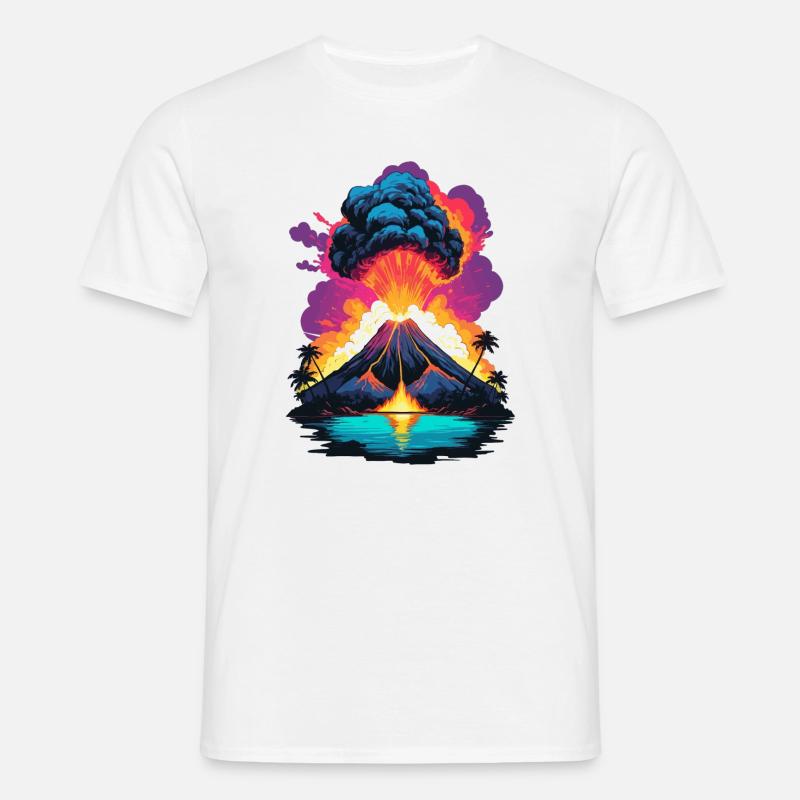 Vulkan Ausbruch - Männer T-Shirt - Weiß