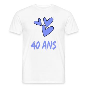 40. 40 ANS. 40e ANNIVERSAIRE. ANNIVERSAIRE 40 ANS. - T-shirt homme - blanc - Devant - AI Model Male 178 dark (178cm)