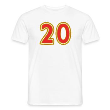 20. 20 ANS. 20e ANNIVERSAIRE. ANNIVERSAIRE 20 ANS. - T-shirt homme - blanc - Devant - AI Model Male 178 dark (178cm)