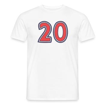 20. 20 YEARS. 20th ANNIVERSARY. 20 YEARS ANNIVERSARY. - Men's T-Shirt - white - Front - AI Model Male 178 dark (178cm)