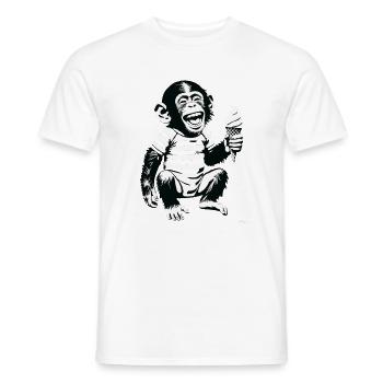 Playful Monkey with IceCream Design - Men's T-Shirt - white - Front - AI Model Male 178 dark (178cm)