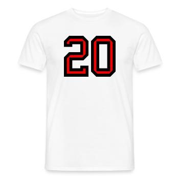 20. 20 YEARS. 20th ANNIVERSARY. 20 YEARS ANNIVERSARY. - Men's T-Shirt - white - Front - AI Model Male 178 dark (178cm)