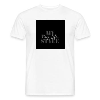My Life Style Typo Script auf Schwarz - Männer T-Shirt - Weiß - Vorne - AI Model Male 178 dark (178cm)