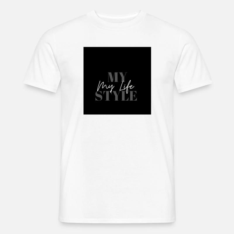 My Life Style Typo Script auf Schwarz - Männer T-Shirt - Weiß