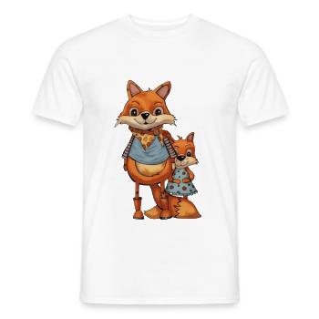 Fox family in colorful outfits - Men's T-Shirt - white - Front - AI Model Male 178 dark (178cm)