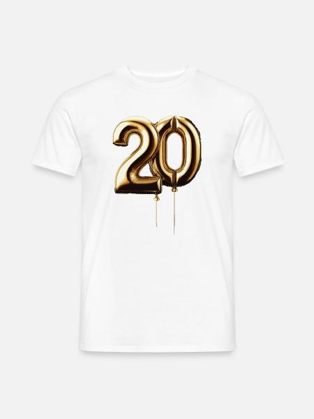 20 Jahre Gold Luftballon Folienballon Geschenk - Männer T-Shirt - Weiß