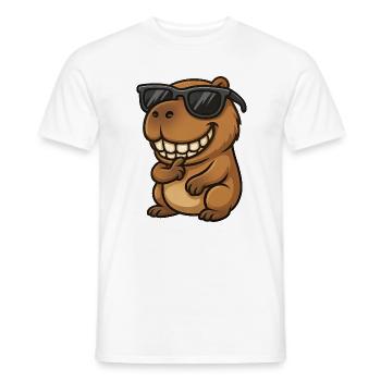 Cochon d’Inde Capybara cool avec lunettes de soleil - T-shirt homme - blanc - Devant - AI Model Male 178 dark (178cm)