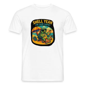 Shell yes – Sun Safe Turtle - Men's T-Shirt - white - Front - AI Model Male 178 dark (178cm)