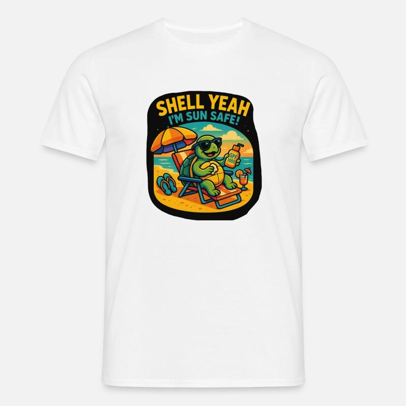 Shell Yeah – Sun Safe Turtle - Männer T-Shirt - Weiß