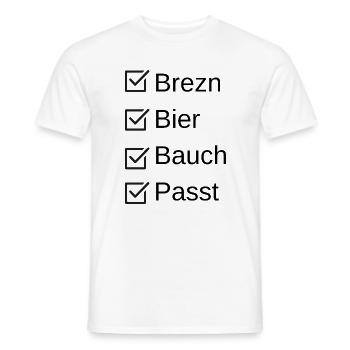 Brezn, Bier, Bauch, Passt für alle Biertrinker - Männer T-Shirt - Weiß - Vorne - AI Model Male 178 dark (178cm)
