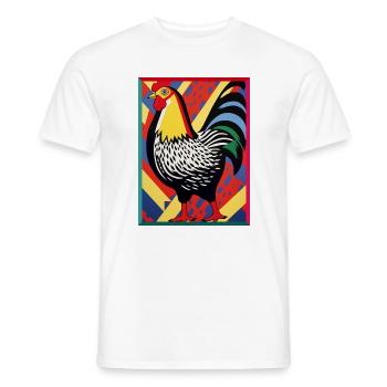 Farbiger Hahn in Abstrakter Darstellung Pop Art - Männer T-Shirt - Weiß - Vorne - AI Model Male 178 dark (178cm)