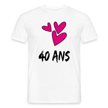 40. 40 ANS. 40e ANNIVERSAIRE. ANNIVERSAIRE 40 ANS. - T-shirt homme - blanc - Devant - AI Model Male 178 dark (178cm)