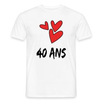 40. 40 YEARS. 40th ANNIVERSARY. 40 YEARS ANNIVERSARY. - Men's T-Shirt - white - Front - AI Model Male 178 dark (178cm)