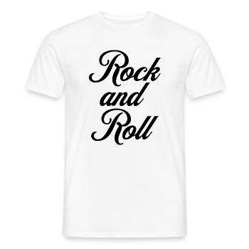 Rock'n'Roll-Schreibschrift-Typografie-Logo-Design - Männer T-Shirt - Weiß - Vorne - AI Model Male 178 dark (178cm)