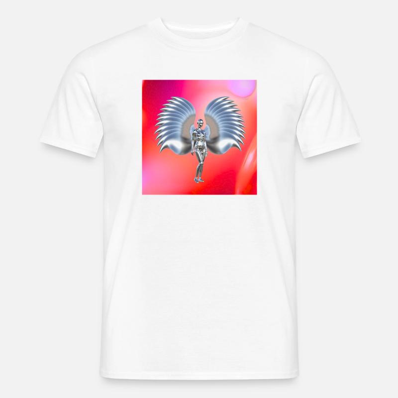 Cyber Engel Design im roten Neon-Gradient - Männer T-Shirt - Weiß