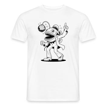 Disco Fisch - Lustiges T-Shirt - Männer T-Shirt - Weiß - Vorne - AI Model Male 178 dark (178cm)