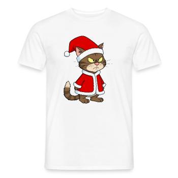 Cat Christmas grim funny - Men's T-Shirt - white - Front - AI Model Male 178 dark (178cm)