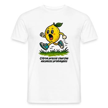 Citron pressé cherche vacances prolongées - T-shirt homme - blanc - Devant - AI Model Male 178 dark (178cm)