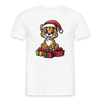 Cadeaux de Noël guépard - T-shirt homme - blanc - Devant - AI Model Male 178 dark (178cm)